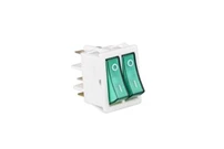 30*22mm Beyaz Gövde 1NO+1NO Işıklı Terminalli (0-I) Baskılı Yeşil A12 Serisi Anahtar